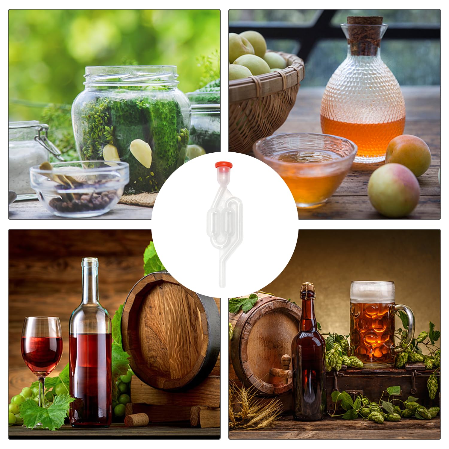 MEMOFYND 5 pezzi tubi di fermentazione, 5 tappi in silicone, 1 sacchetto di conservazione, set per la preparazione della birra, tubi di fermentazione con tappi in gomma, valvola di scarico per la