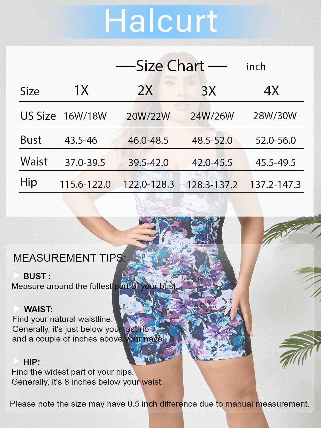 Halcurt Women's Plus Size Boyleg One Piece Swimsuit with Boyshorts Ruched Tummy Control Bathing Suit