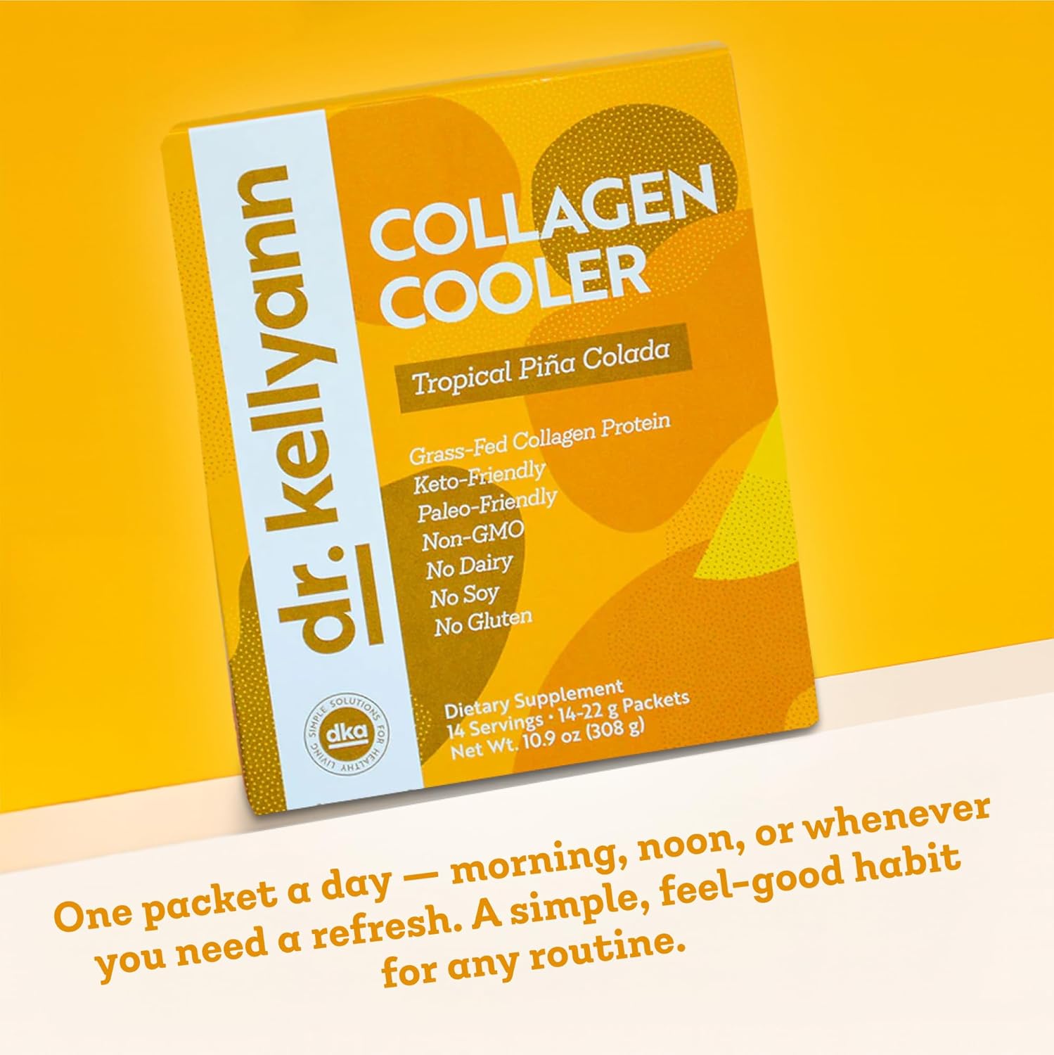 Dr. Kellyann Collagen Cooler – Tropical Pina Colada | 15g Grass-Fed Collagen Protein per Serving | Keto & Paleo Friendly, Non-GMO, Dairy-Free | 14 Servings