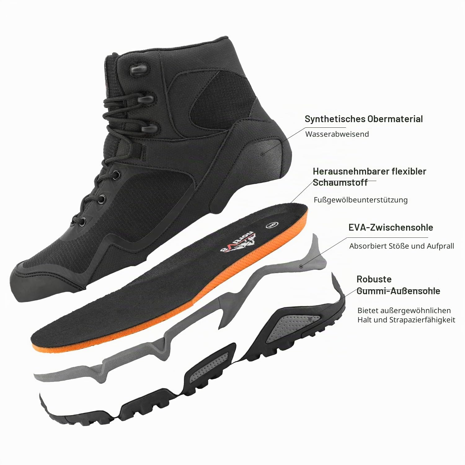 NORTIV 8 Herren Mid wasserdichte Wanderschuhe | leichte Langlebig und rutschfest Trekking- und Bergschuhe für Outdoor Camping Ideal für drinnen und draußen