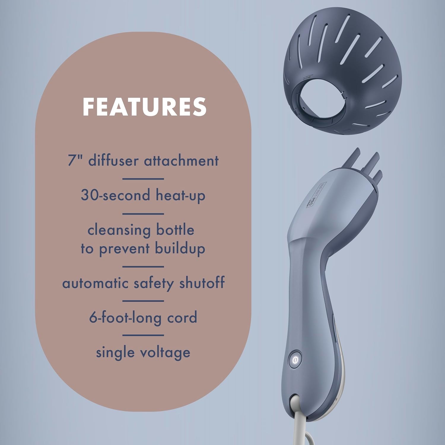 Infiniti PRO by CONAIR Steam Therapy Hair Steamer, Portable Hair Steamer with 7" Diffuser Attachment, 30-Second Heat Up, Penetrating Steam Helps Detangle, Reshape, and Volumize Curls - Image 6