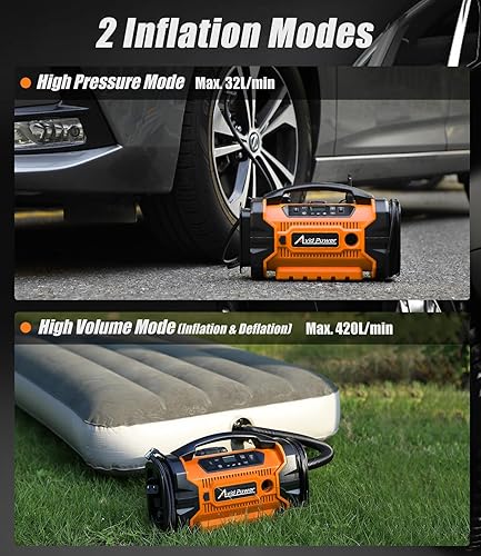 Miniatura 3 de Avid Power Inflador de neumáticos, compresor de aire portátil, fuente de alimentación múltiple, bomba de aire para automóvil con modos de inflado y