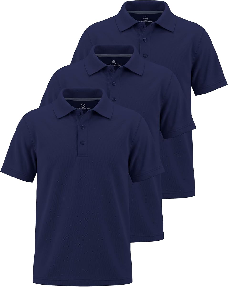 3 Pack Boys' School Uniform Polo Shirt Short Sleeve Performance Golf Dry