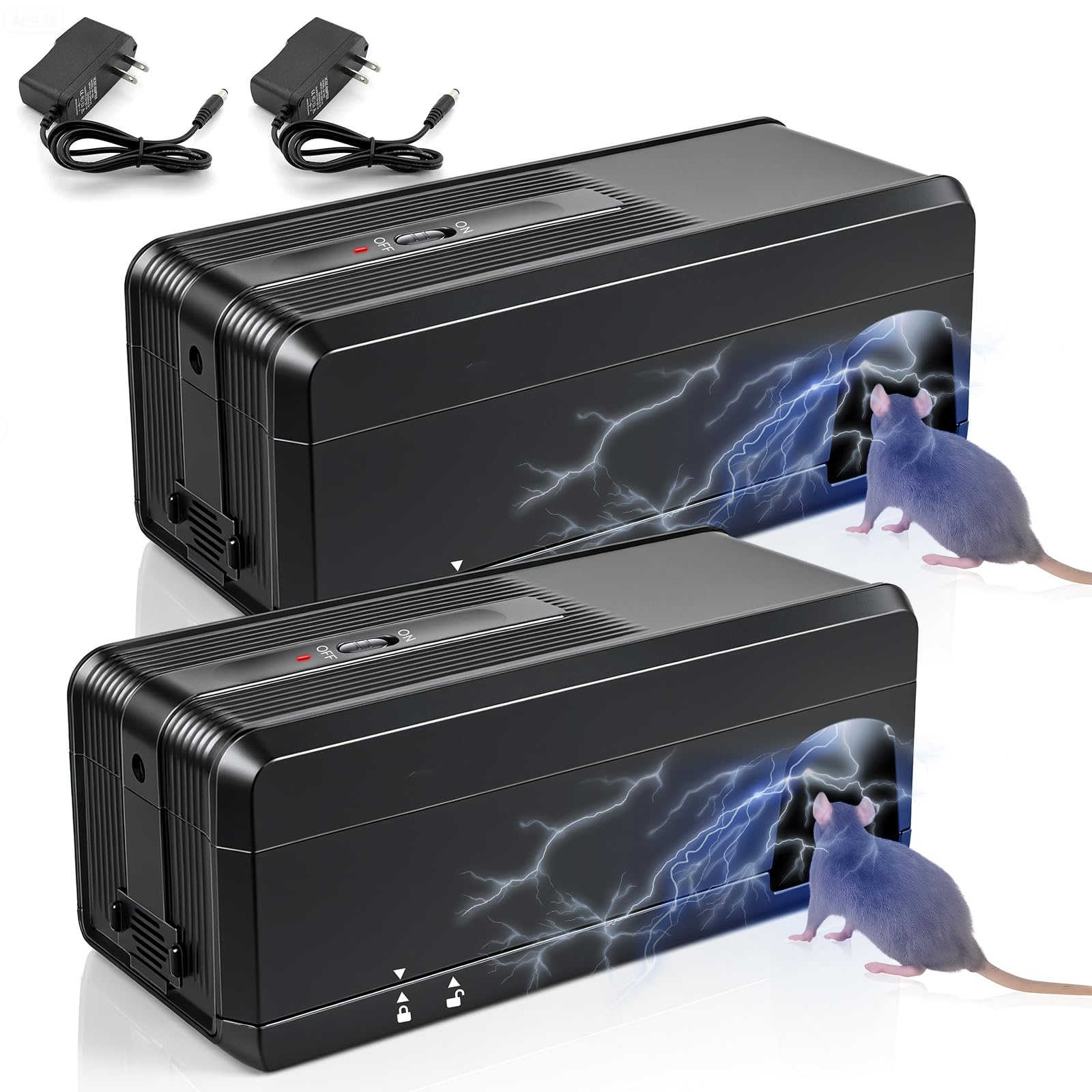 Piège à souris électrique d'intérieur Lot de 2 avec tension puissante sans contact