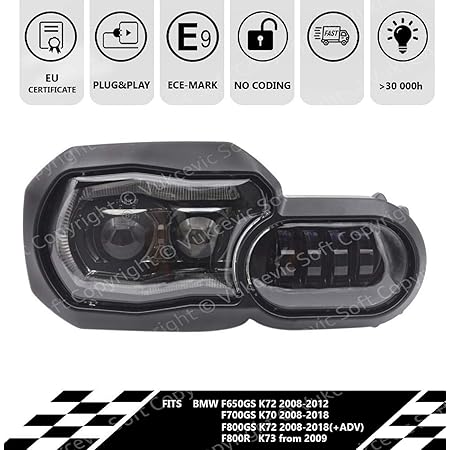 LED Scheinwerfer B M W F650/F700/F800 GS + ECE-Homologation