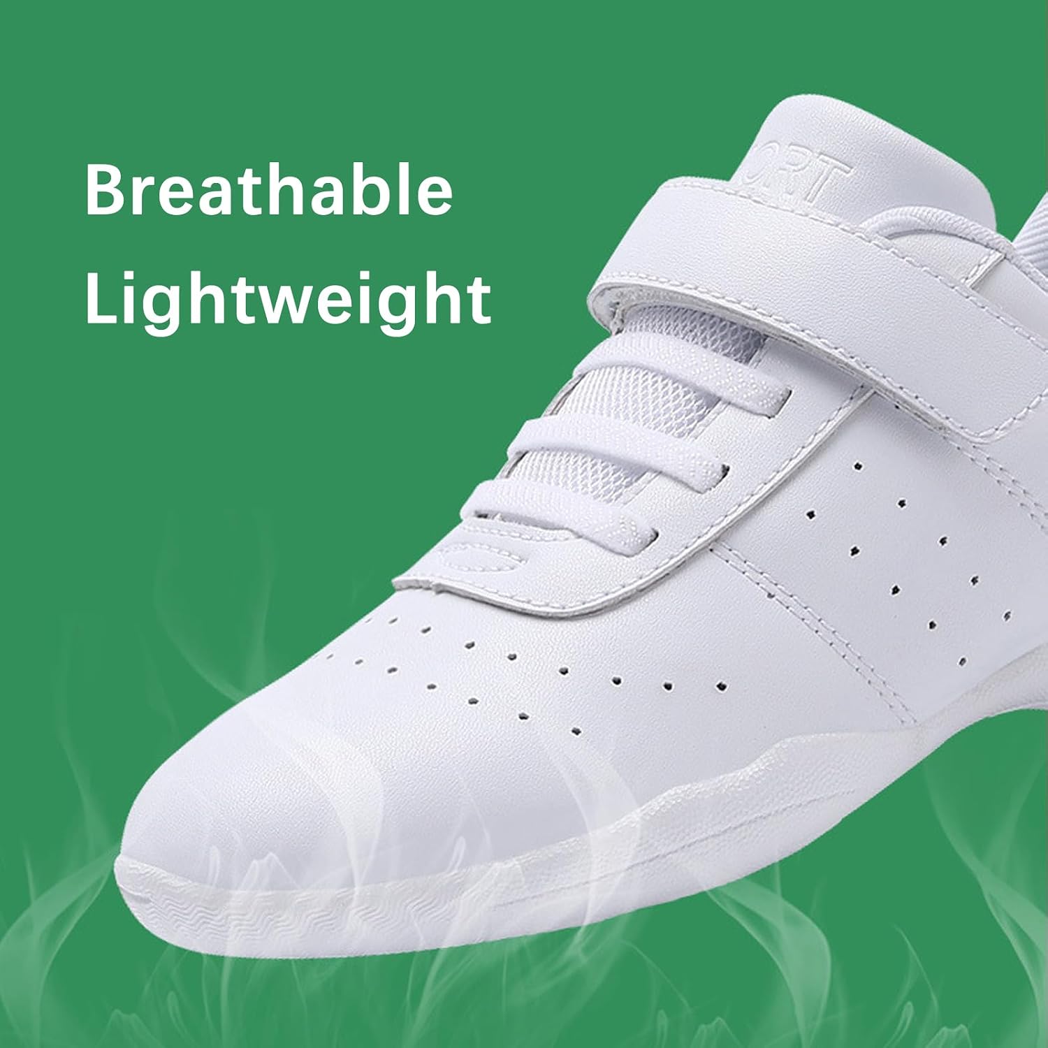 LEDINEY White Cheer Shoes,Slip on Youth Girls Cheerleading-Shoes Microfiber Leather Breathable Lightweight Youth Cheer Shoes Kids Cheer Shoes