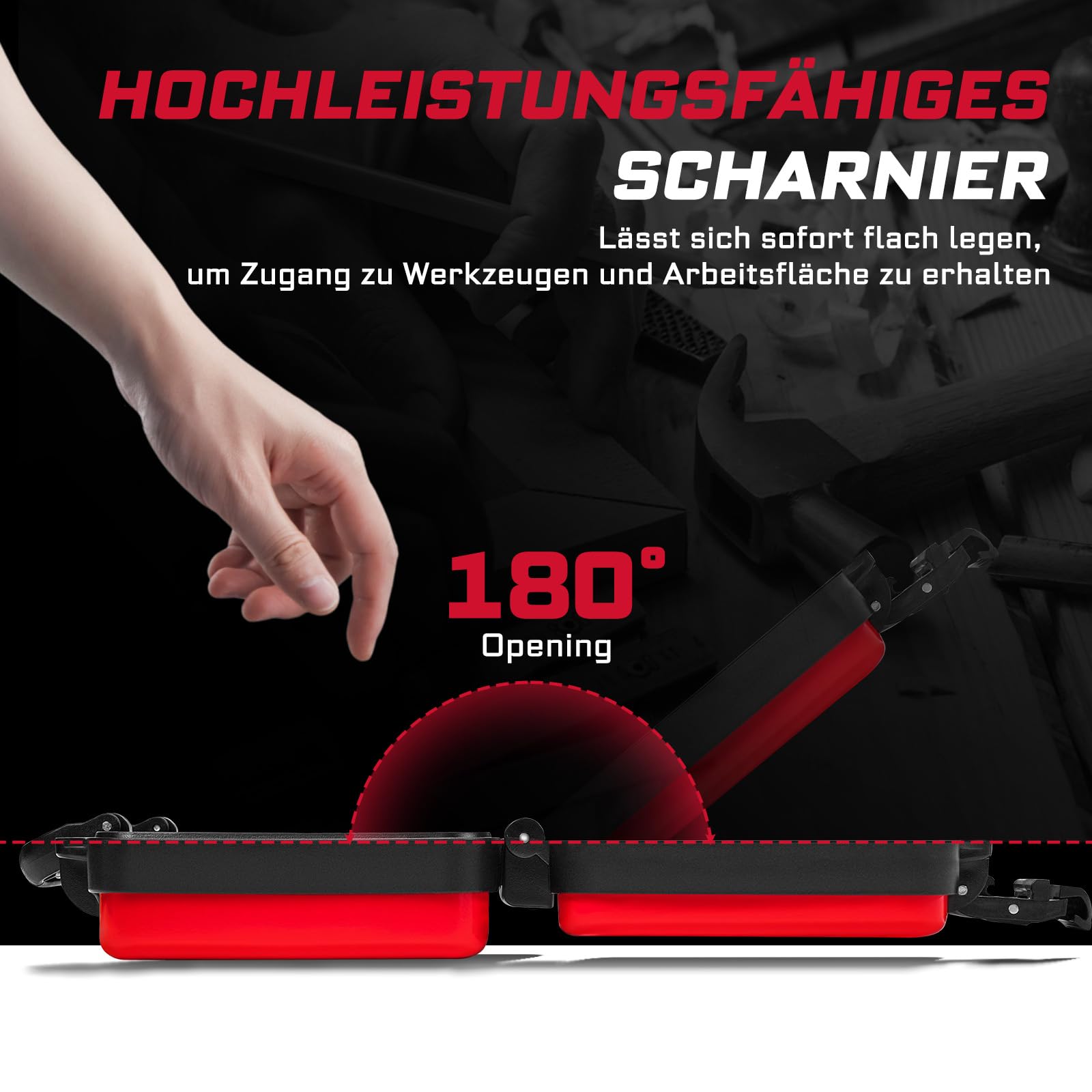 Geinxurn Juego de 3 cajas de herramientas de acero con cierre de seguridad y asa para guardar y organizar herramientas, color rojo, negro y amarillo
