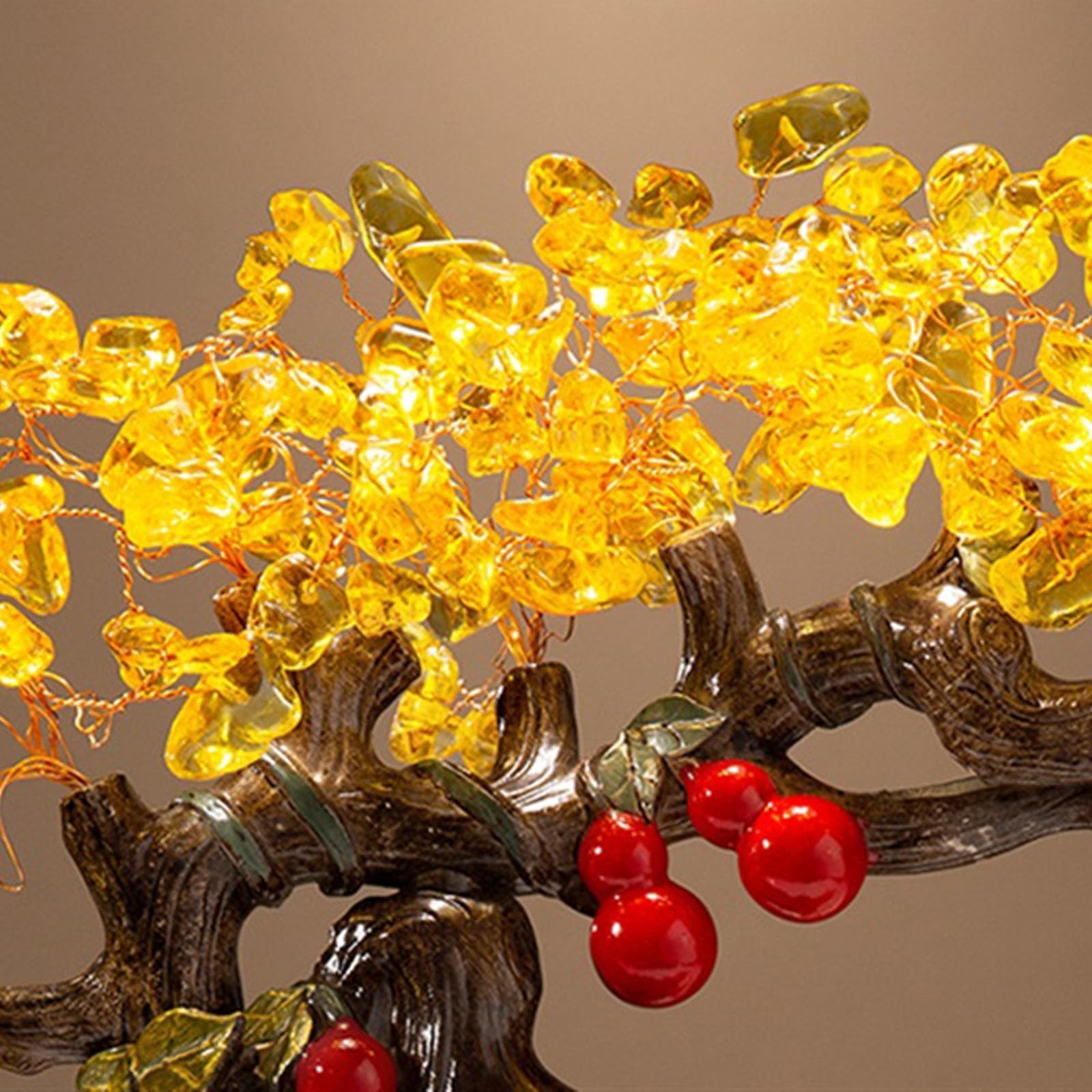 Albero di Cristallo Decorazione Feng Shui dell'albero dei Soldi di Cristallo Bonsai di Zucca Gatto Fortunato for ricchezza e prosperità Albero di Cristallo Decorazione Feng Shui(Orange)