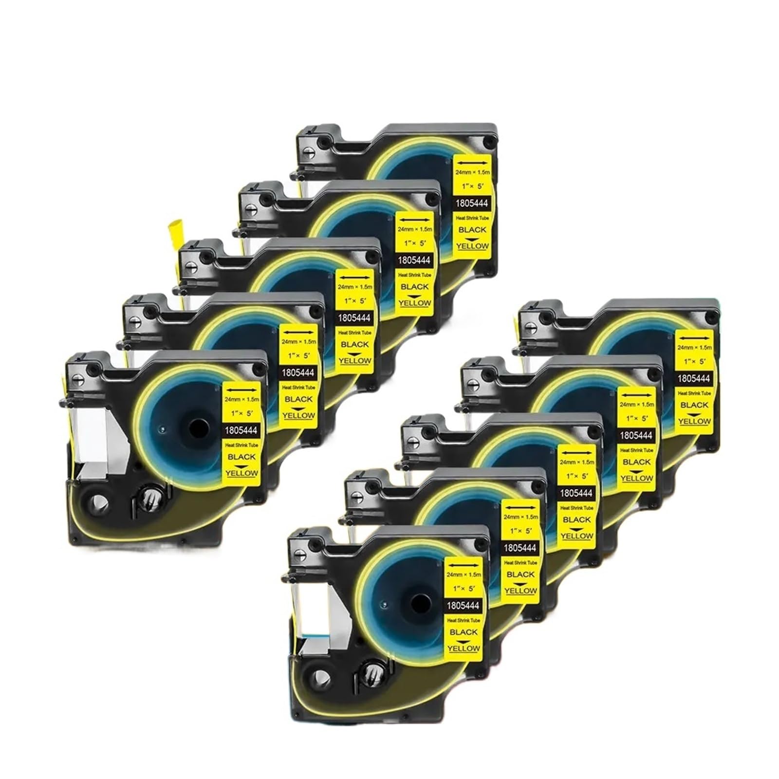2/5/10 Stück 24 mm Schrumpfschlauch-Druckerband, kompatibel mit Druckern der Serie 1805443 1805444 6000(2PK Black on White)
