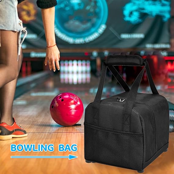 Bowling Ball Bag,Bowling Ball Carry Bag for Single | Waterproof Handbag with Side Mesh Pockets for Players Men Athlete Practice Travel Tournament Competition