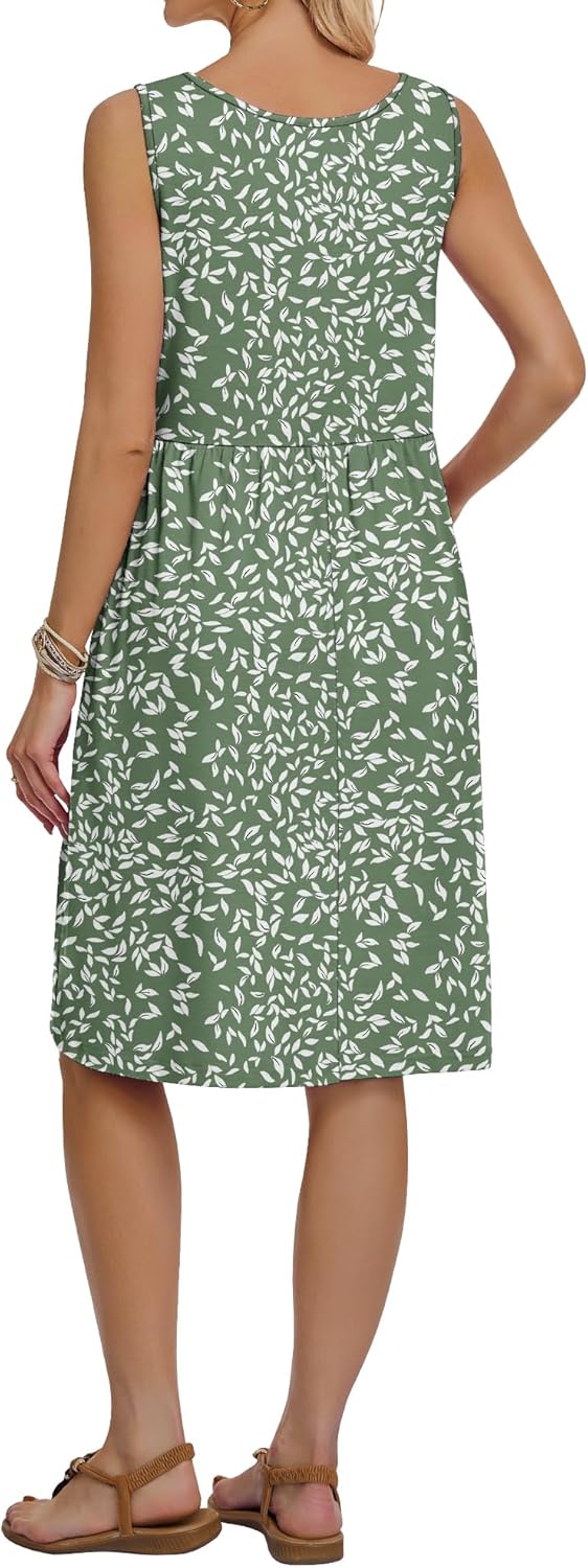 AUSELILY Summer Knee Length Dress Women A Line Sleeveless Loose Sundress Crew Neck Dress 2026 New - Image 4
