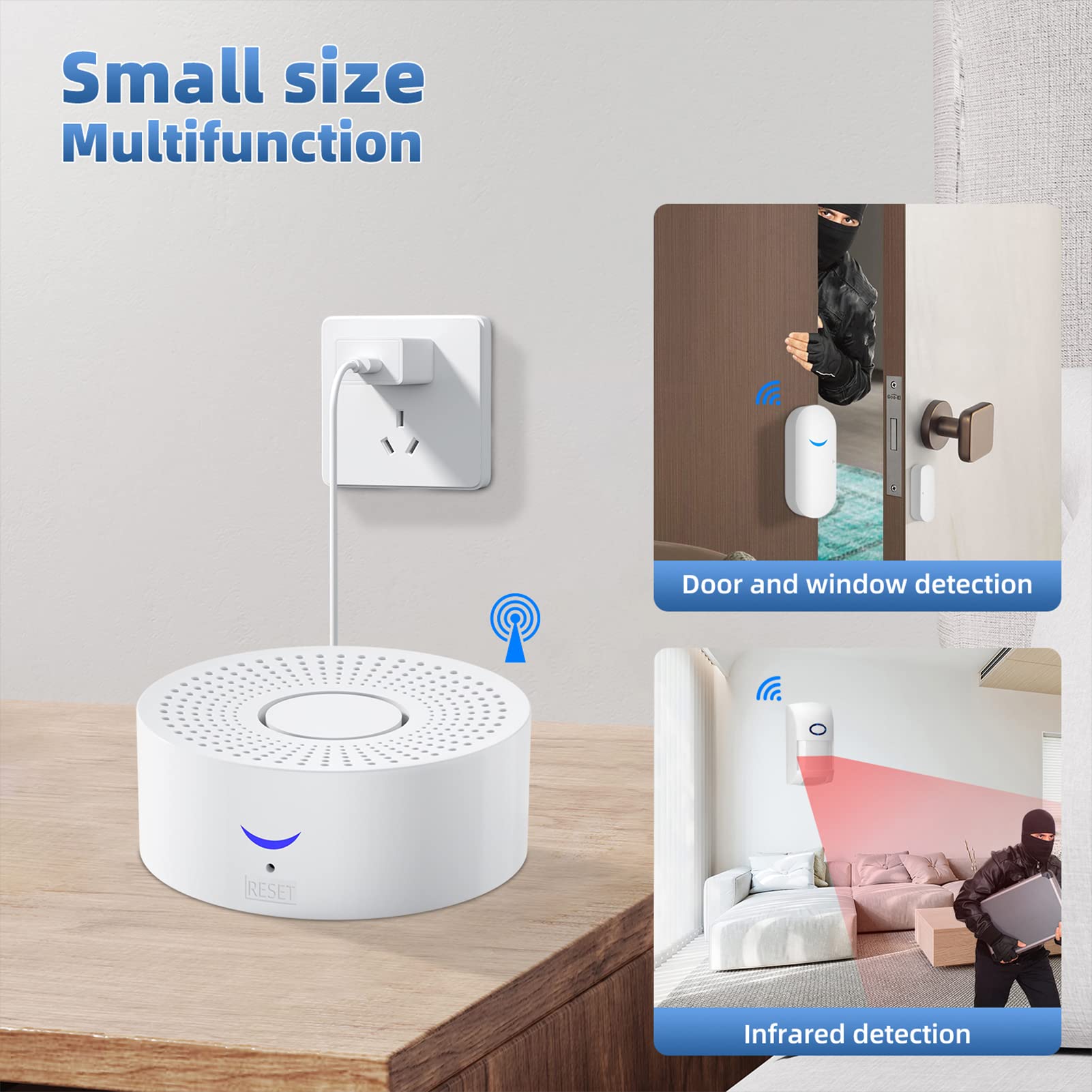 Kit de sistema de alarma de seguridad inteligente WiFi Alarmas multifunción Alarma de sensor de ventana de puerta Sistema de seguridad magnético para el hogar Alerta de apertura de puerta Inalámbrico