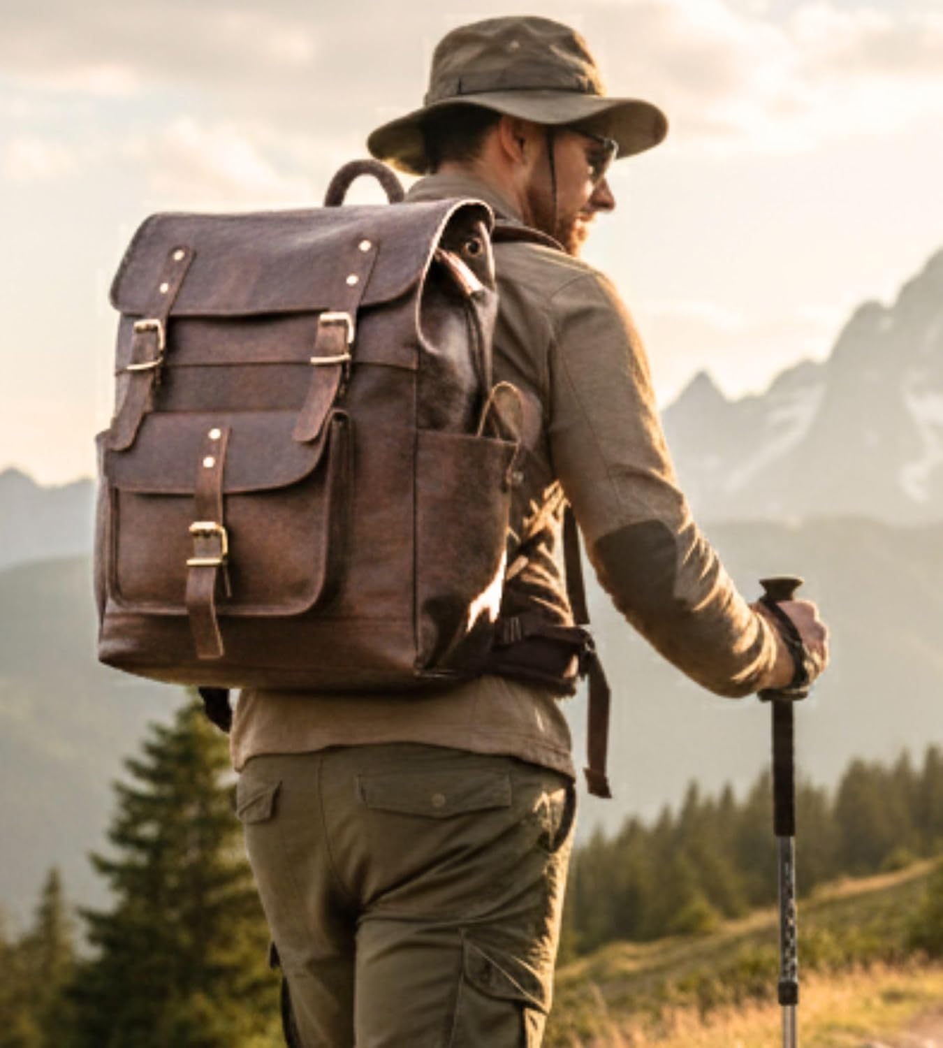 17.3-inch Mens Genuine Leather Backpack – Large Brown Laptop Backpack for Men, Vintage Leather Bookbag for Travel, Work & Business, Best Executive Computer Backpack Mochila Cuero Hombre - Image 3