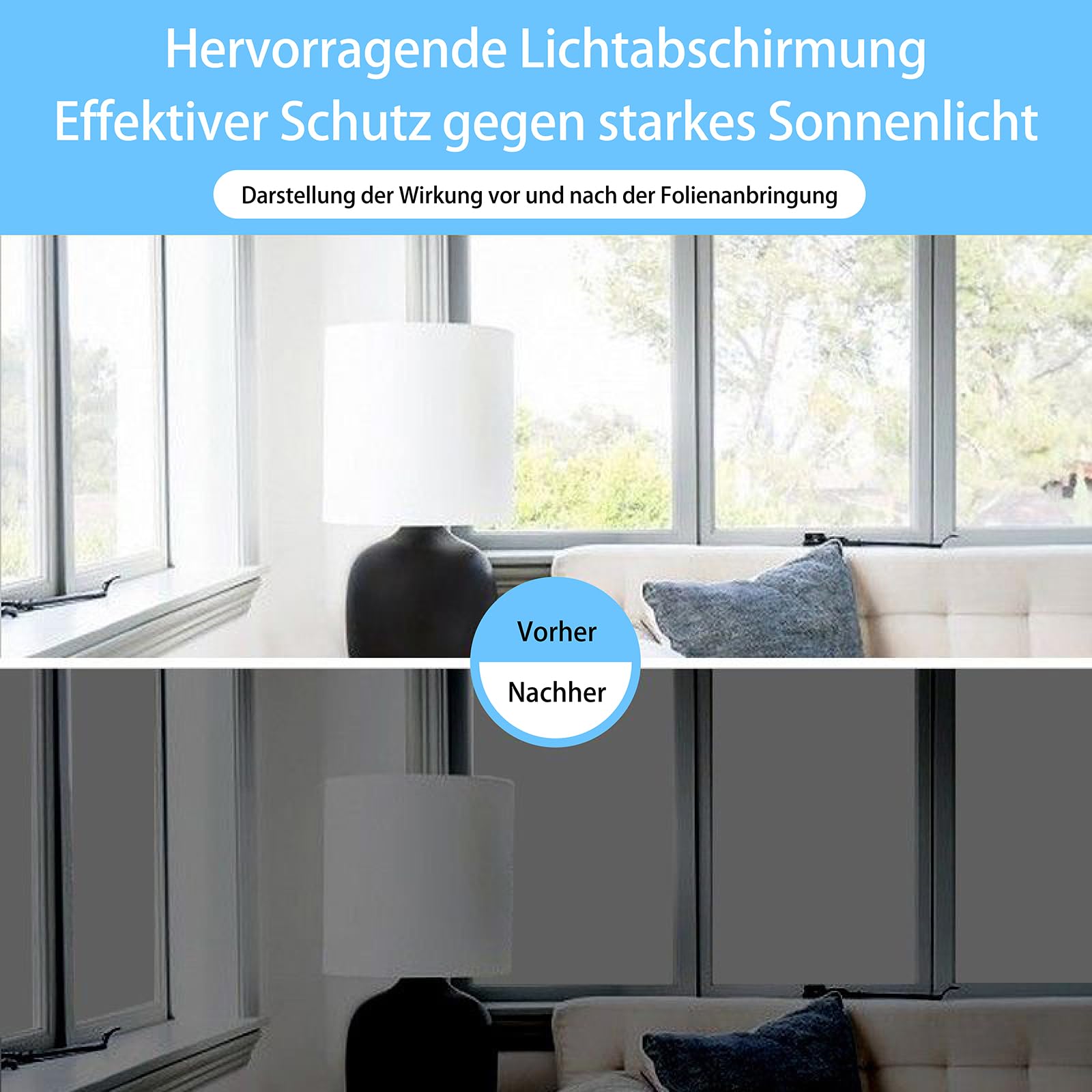 Vollverdunkelnde Folie, Statisch Haftend Ohne Kleber, UV-Schutz, Wärmeisolierung & Lichtblockierung, Doppelseitig Weiß, Passend für Lager, Serverraum, Labor u.a., 60CMx4M
