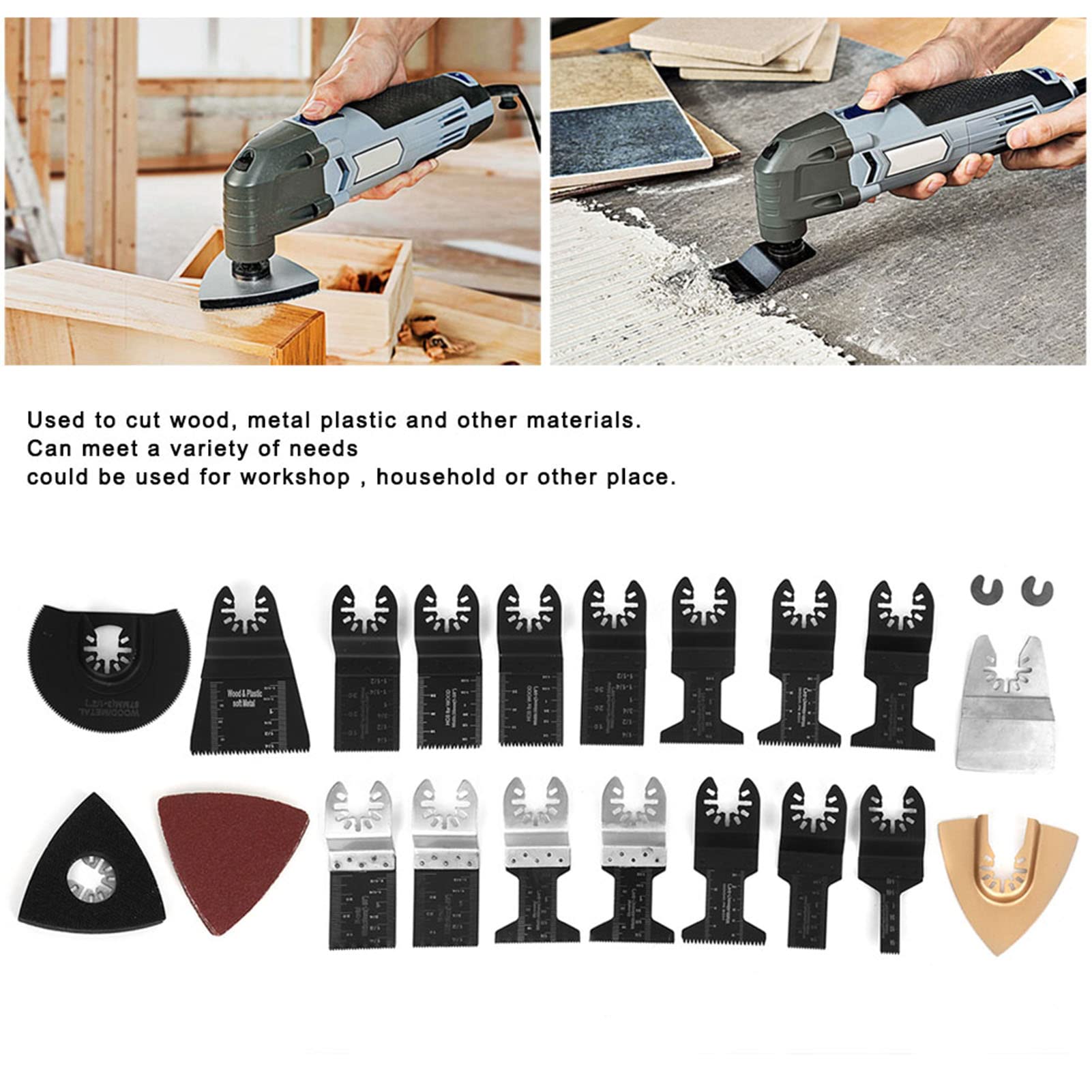 Últimas 26 Uds. Hojas de sierra oscilantes universales de corte de acero con alto contenido de carbono y pulido multiherramienta para madera, plástico, PVC