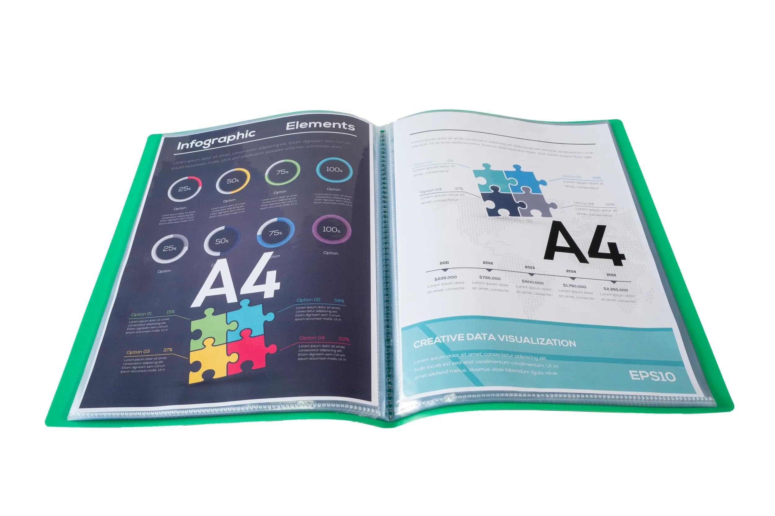 Exacompta 88113E 8er Pack Sichtmappe Opak aus blickdichtem Kunststoff DIN A4 mit 100 Kristallhüllen perfekt für die Schule und das Büro Aktenhülle, Prospekthülle, grün