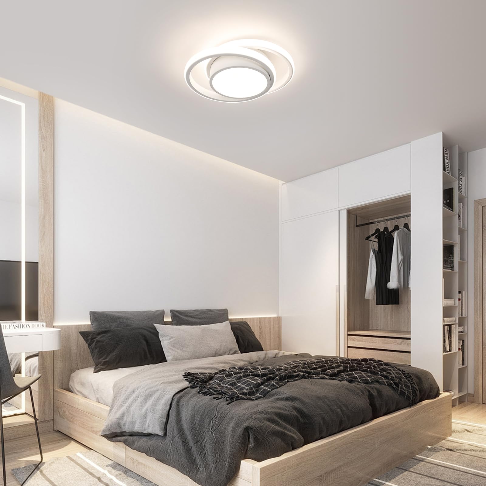 Comely Pack de 2 Plafones LED 32 W – 2350 lm c/u – Luz Natural 4500 K – Blanco Redondo Moderno Ø 27 cm – Ideal para Salón, Cocina, Pasillo y Baño