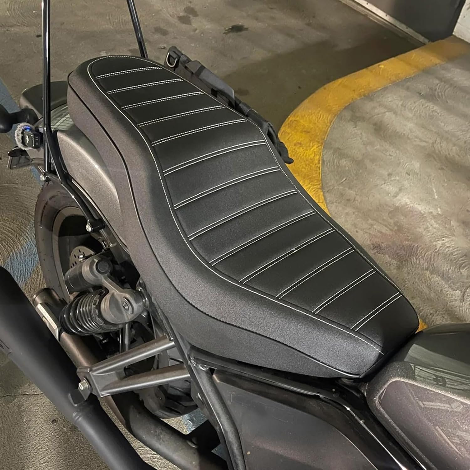 For Honda Rebel 1100 CMX1100 2021-2026 Motorcycle 2-Up One-Piece Seat, Front Driver & Rear Passenger Pillion Comfort Cushion Pad Set,Pressure Relief Saddle (Stripe Style)