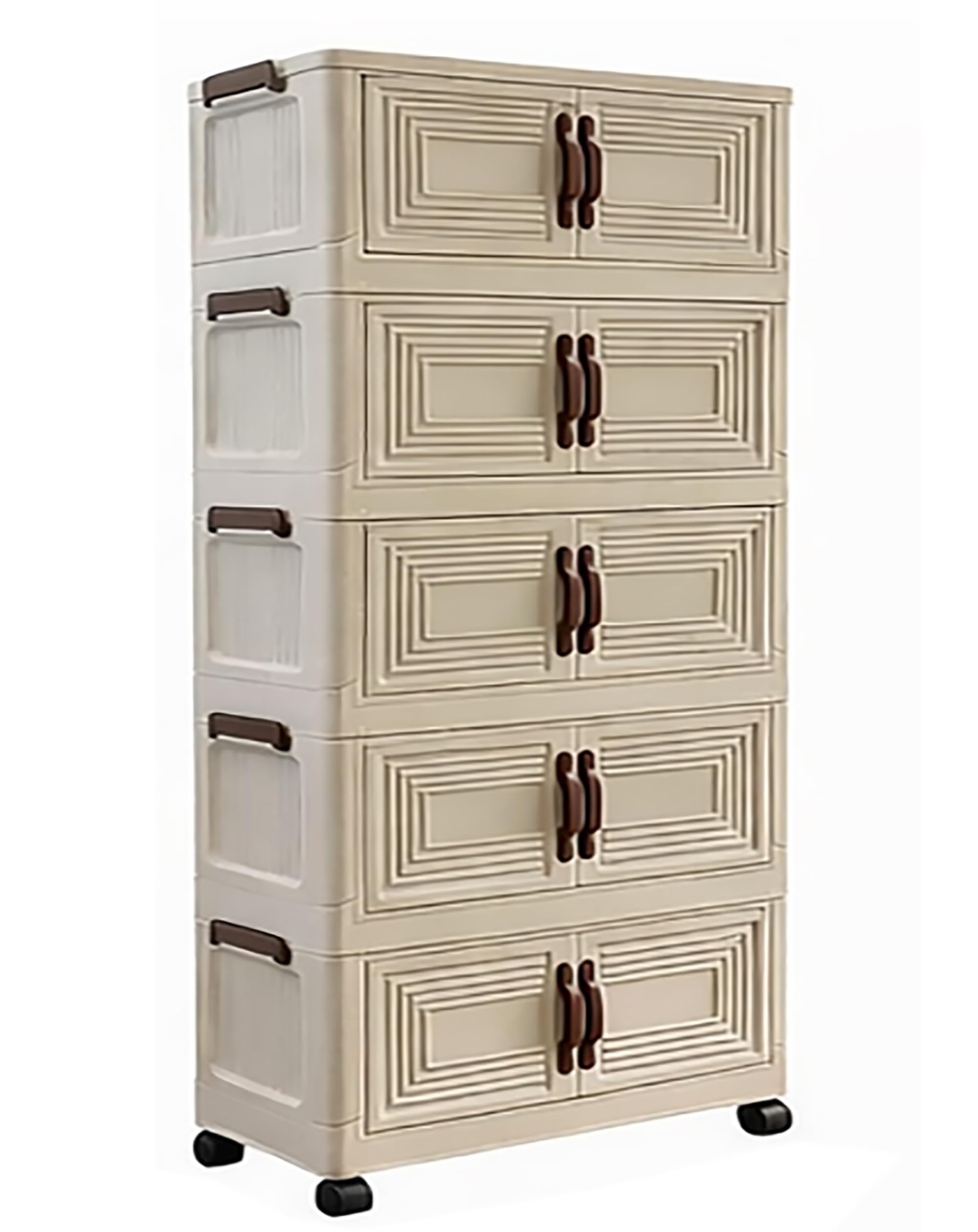 5-Tier Storage Cabinet with Doors & Wheels Stackable Folding sold price at auction in Canada