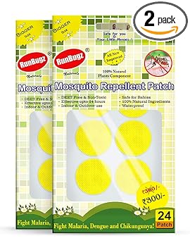 RunBugz Mosquito Repellent Patches, Yellow Anti Mosquito Patch, 24 Patches (Pack of 2) Effective Up to 12 Hours Safe for Kids Protect from Dengue, Malaria, Chikungunya - image, photos