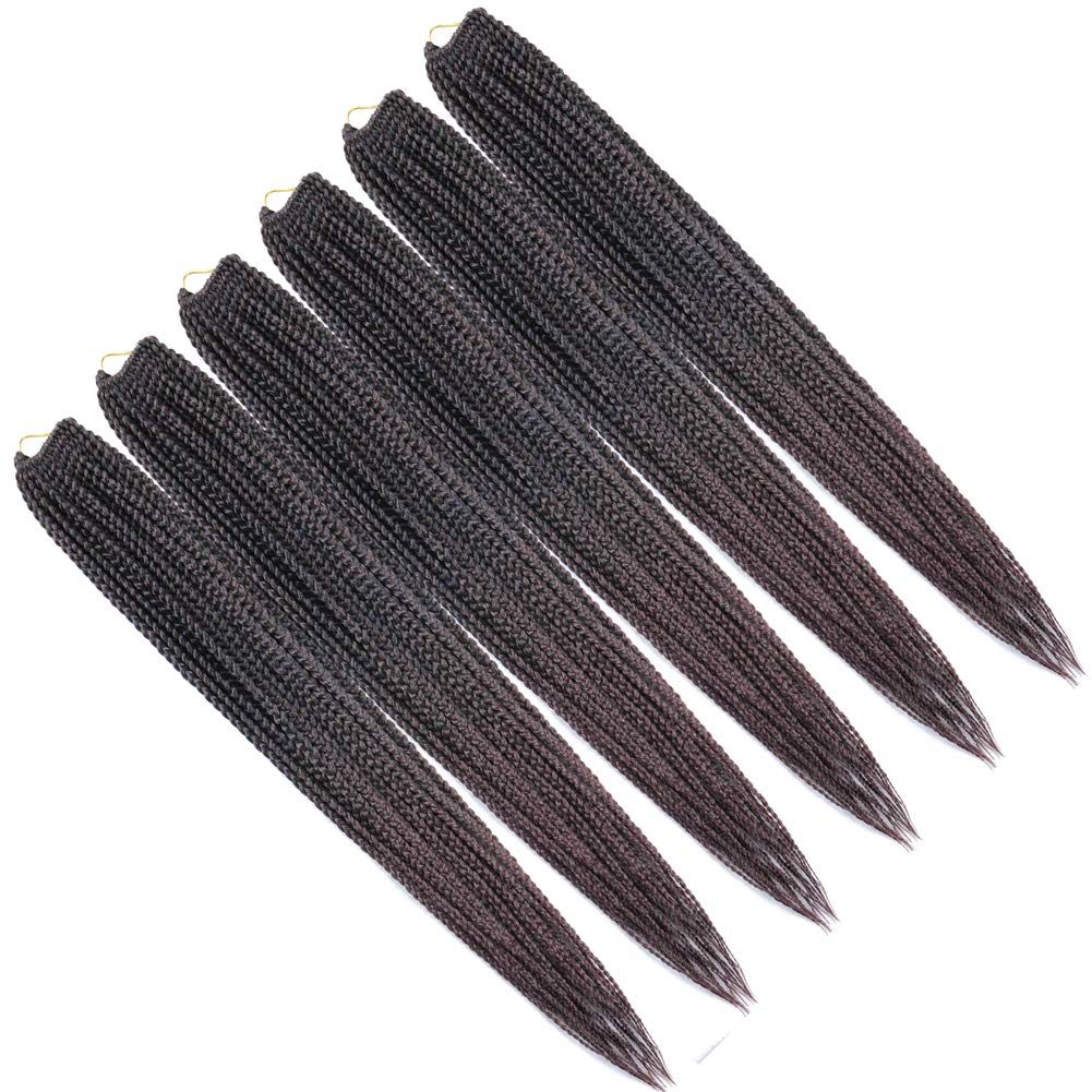 Haolocs 6 Packs/Lot 22 Strands/Pack Medium Box Braids Crochet Hair 30 Inch 1cm in Diameter 3X Synthetic Braiding Hair Extensions (18 Inch, T1B/33)