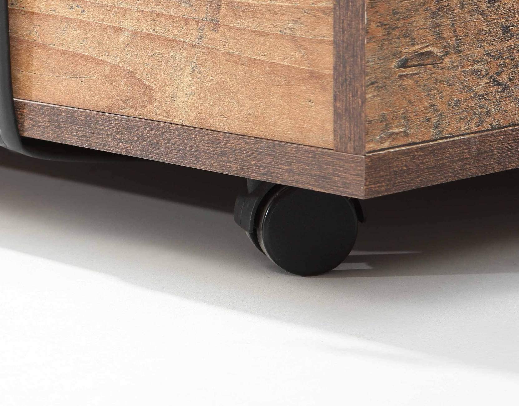 Forte FOBYA Couchtisch 110, Tisch auf Rollen mit 1 Schublade, Wohnzimmertisch, Sofatisch rustikal, Beistelltisch, Holzwerkstoff, Old-Wood Vintage Holzdekor, 110 cm breit x 35,6 cm hoch x 60,2 cm tief