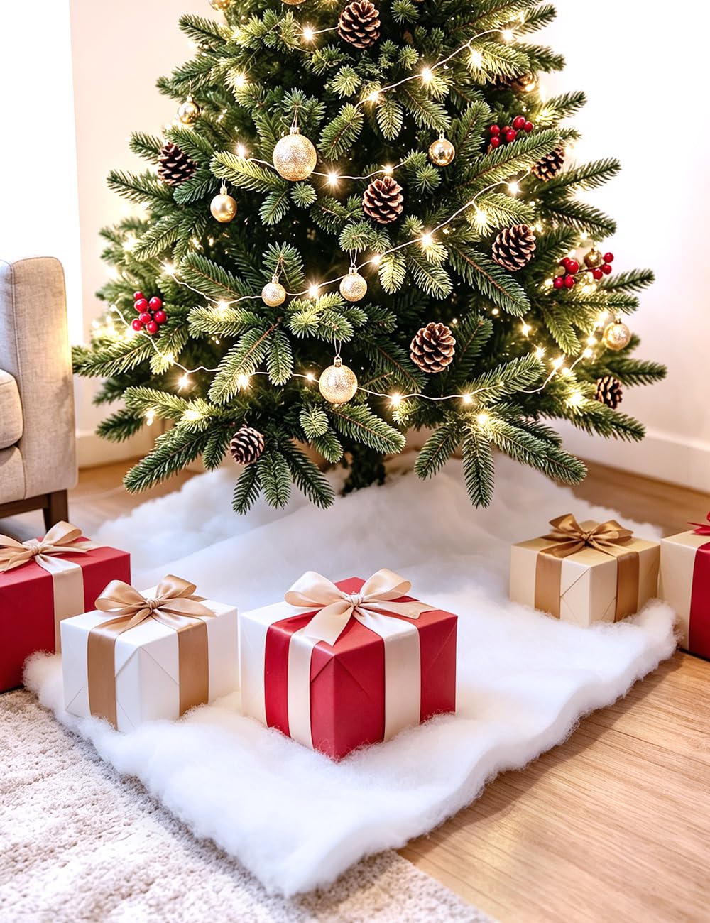 Rouleau de Couverture de Neige de Noël, Couverture de Neige Artificielle, décoration d'arbre de Noël, Couverture de Neige Artificielle, décoration de Vacances d'hiver, Fausse Neige pour Affichage de