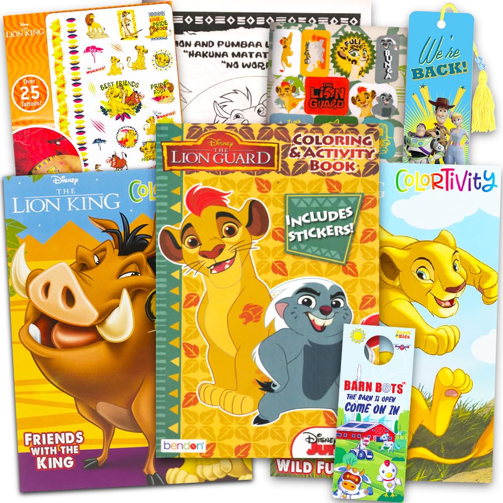 Disney Lion King Coloring Book Set for Kids - 3 Lion King and Lion Guard Activity Books with Stickers, Games, Puzzles, Tattoos and More | Lion King Activity Set for Boys and Girls Paperback – January 1, 2022