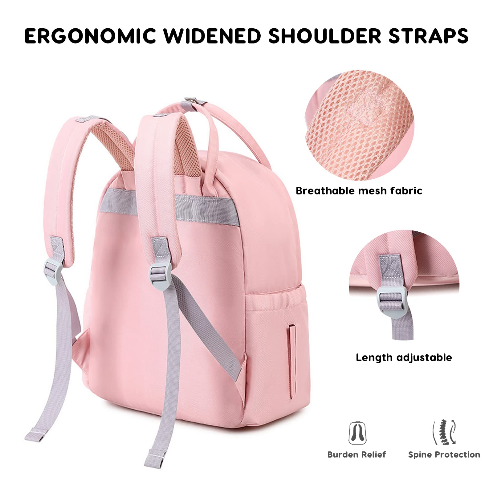 SONARIN Multifunzionale Leggero Zaino Fasciatoio,Grande Capacità Borsa per Pannolini Impermeabile Zaino Mamma Neonato Borsa Fasciatoio da Viaggio Portatile con Borsa Ciuccio(Rosa)