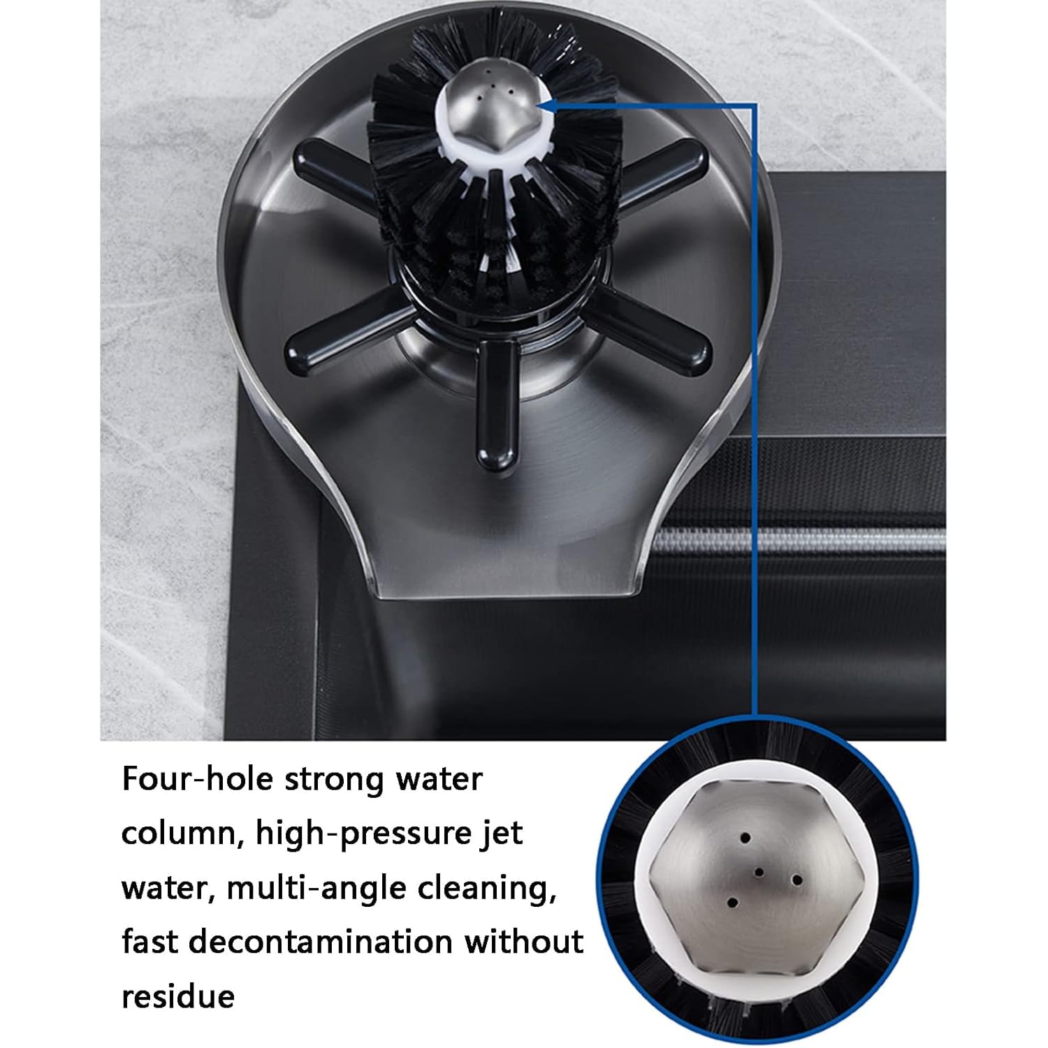 Enjuagador de Vasos de Acero Inoxidable para Fregadero, lavavasos para Accesorios de Cocina, Incluye Cepillo para Uso en Bares, cafeterías y restaurantes. (Gray)