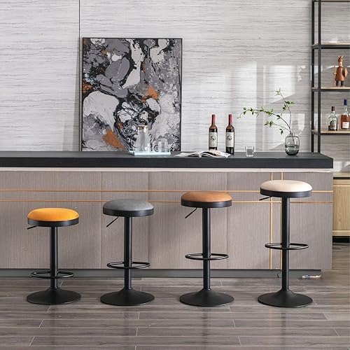 Miniatura 2 de Taburetes de bar sin espalda, juego de 4 taburetes de bar redondos ajustables para encimera de cocina, taburete giratorio de altura de barra, silla
