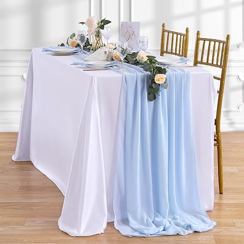 Caminos de mesa de gasa traslúcida de 10pies, para decoración romántica de mesas de bodas, cumpleaños, ceremonias y despedidas de soltera, color disponible en Yaxa Colombia