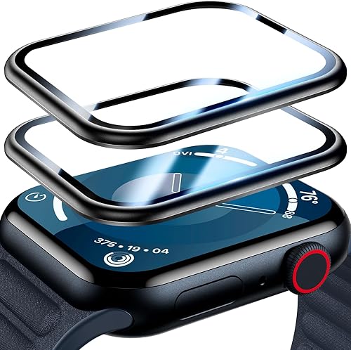 Uyiton Paquete de 2 protectores de pantalla para Apple Watch Series 87 de 1.772 pulgadas, fuerte absorción Marco de aleación de titanio + vidrio