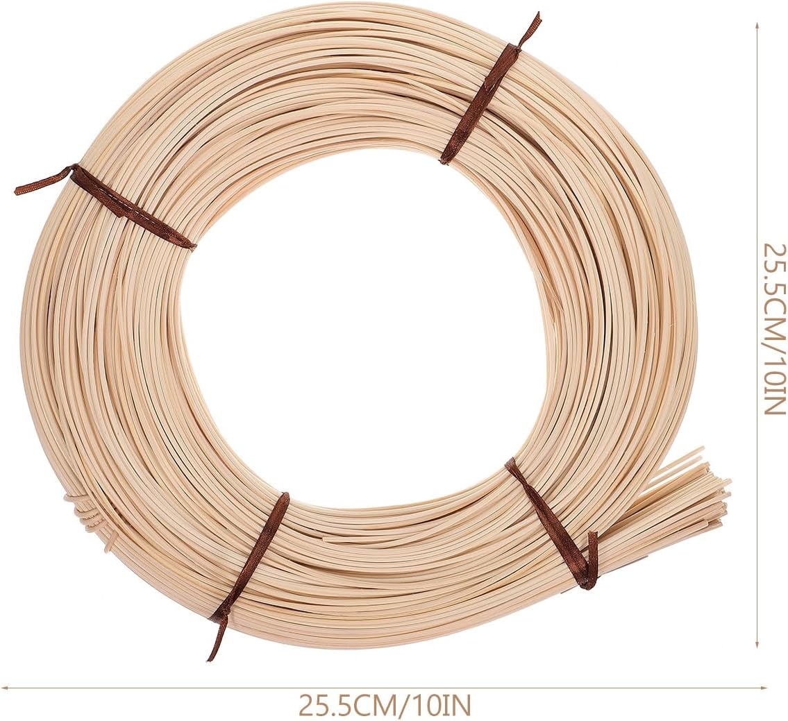 VILLCASE Natural Round Reed for Basket Weaving - 2.0mm Indonesian Rattan Material for Chair Caning and Furniture Repair - Flexible Wicker Weaving Supplies for Crafts and Patio Seat Restoration