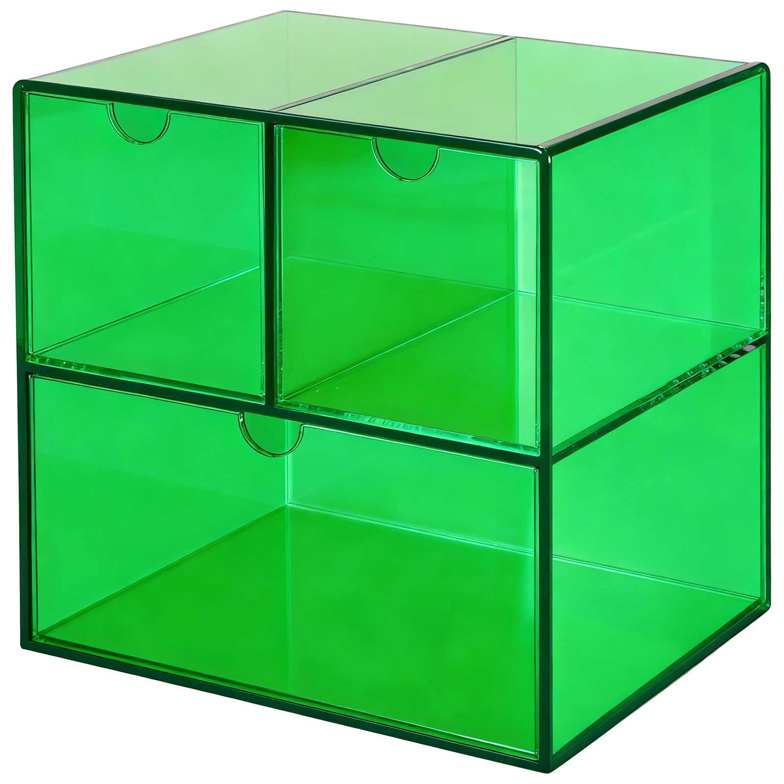 Gelite Organiseur de bureau avec 3 tiroirs de rangement pour maquillage et bureau en acrylique - Organisateur de tiroir pour coiffeuse et bureau - Vert émeraude