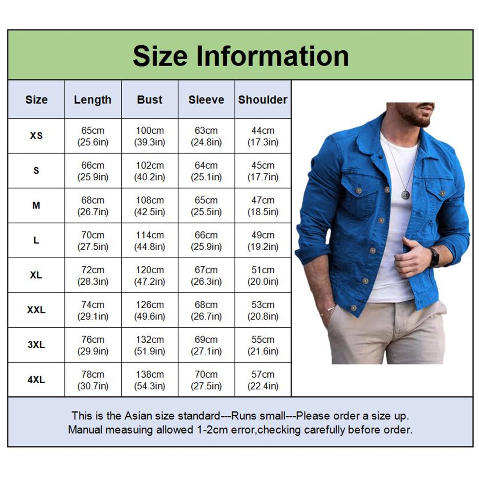 amropi Chaqueta Vaquera para Hombre Jean Chaqueta con Bolsillos y Botones Jacket