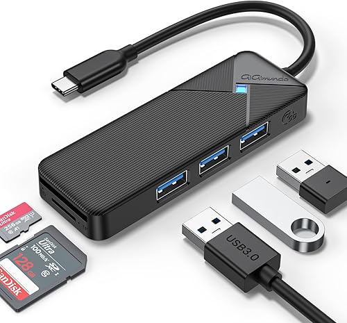 GiGimundo Hub USB 3.0.4 Puerto USB 3 Hub para portátil, divisor USB 3.0 de transferencia rápida de datos (cable de 5.9 in), compatible con MacBook, disponible en Yaxa Colombia