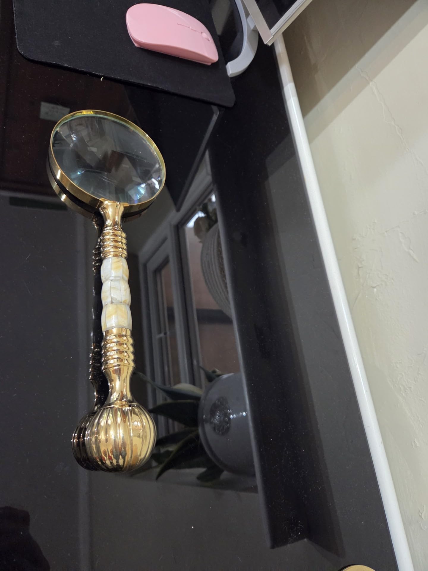 Retro Collections Nautical Magnifying Glass Dia 4"Office Brass & Mother Of Pearl reading magnifier