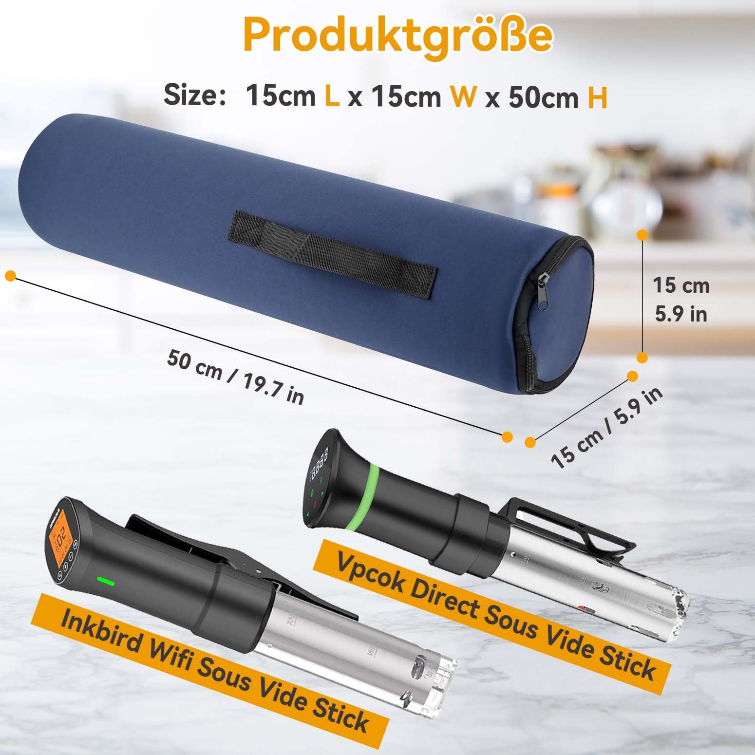 Funda protectora universal resistente al calor, resistente al agua, para cocina Sous-Vide, bolsa de almacenamiento para KitchenBoss Sous Vide Garer Stick, Inkbird, Klarstein Quickstick y otros