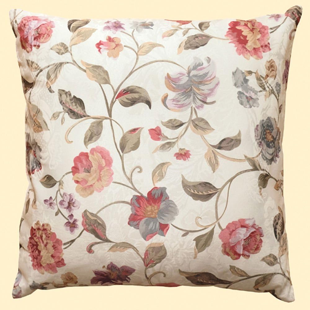 Raebel '40 x 40 cm Cushion cover – Jacquard Ecru/Multi-Coloured Flower Design