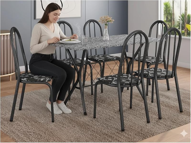 Mesa de Jantar 6 Cadeiras Retangular Branca Artefamol Ravena