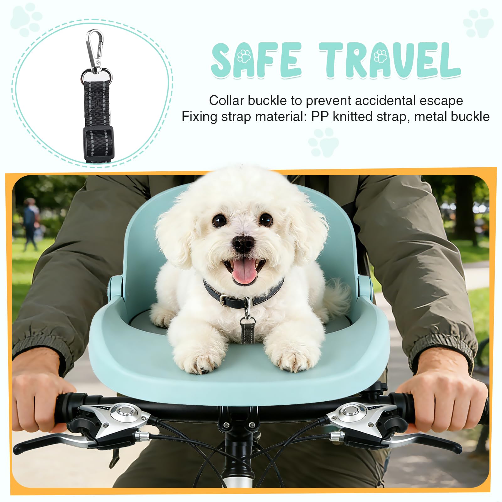 Hundekorb Fahrrad Vorne bis 15KG, Fahrradkorb für Hunde mit Robuste sichere Bodenplatte,und beschichtetem Metallverschluss für kleine&mittelgroße Hunde, 3D ergonomisches Design(Cyan)