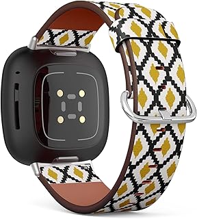 CJBROES Replacement Leather Watch Band, Compatible with Fitbit Versa 3 and Fitbit Sense of Wristband Bracelet Accessory - Tribal