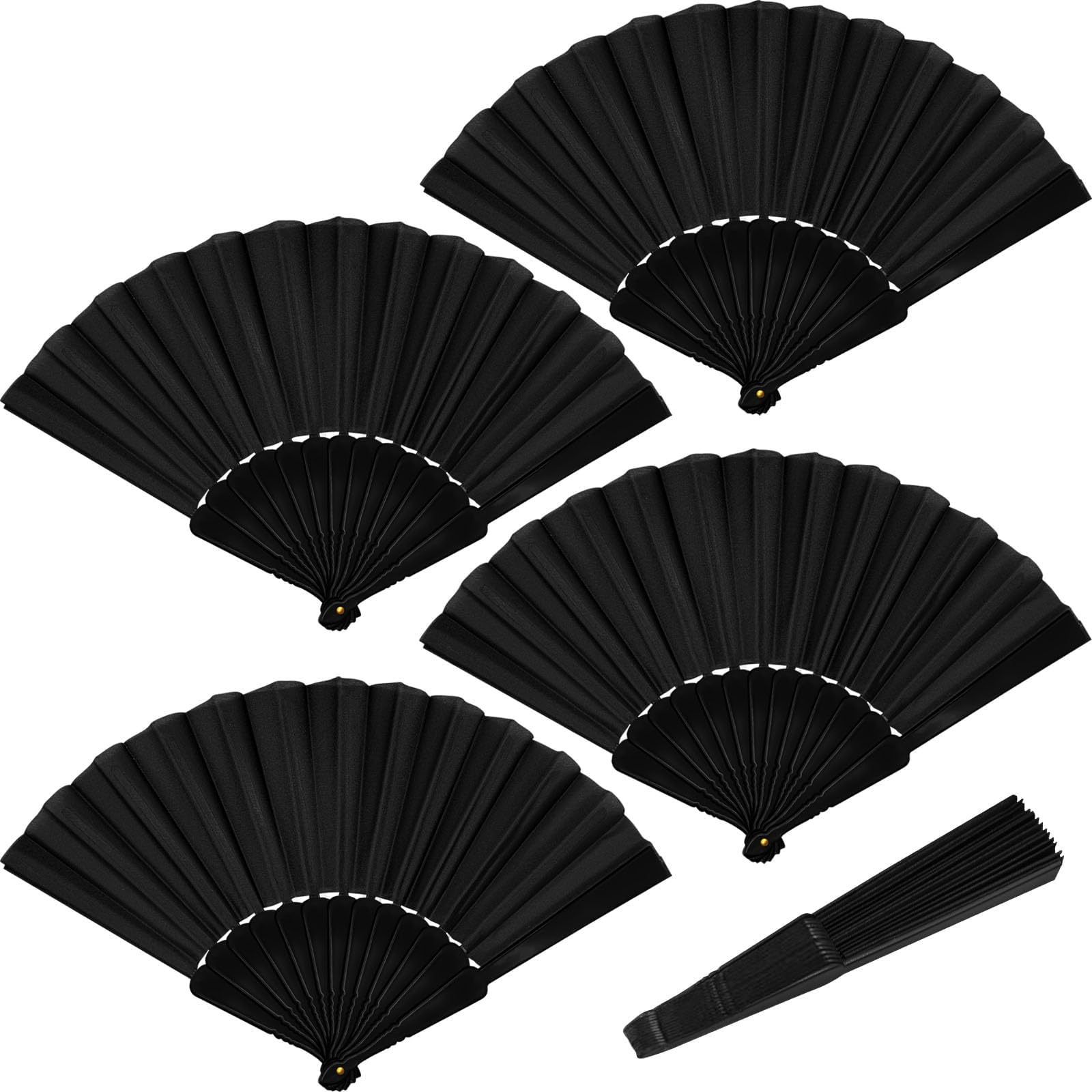 Black Hand Fan, Handheld Folding Fans Large Hand for Women Foldable, Rave Fan Chinese Hand Fans Japanese Fan, Retro Decorative Festival Fan Suitable for Performance Decoration Wedding Dance Gift(4Pcs)