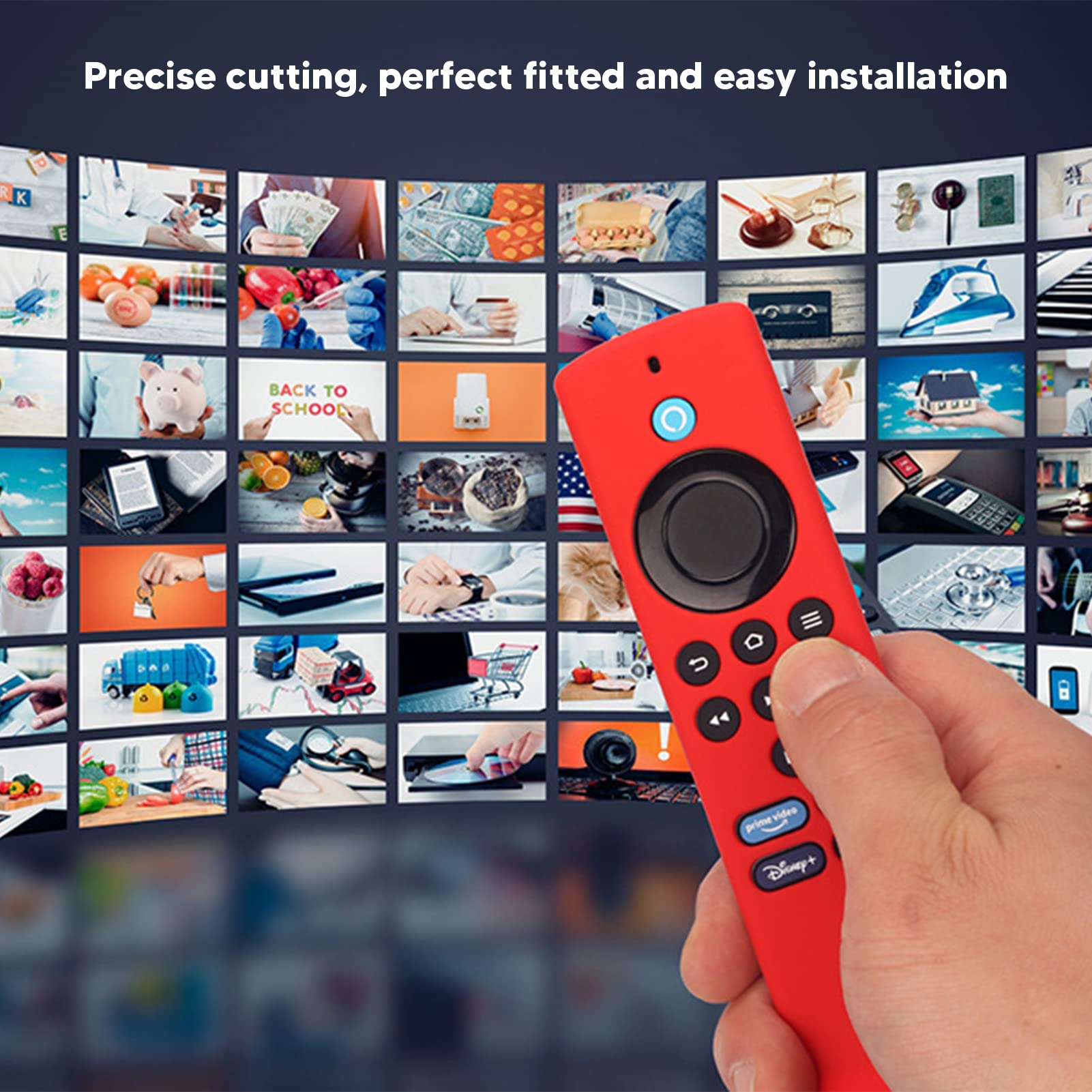 Funda Protectora de Silicona para Mando a Distancia Funda Protectora de Silicona para Mando a Distancia, Suave, Antideslizante, a Prueba de Golpes, con Cordón para Fire TV Stick Lite (Rojo)