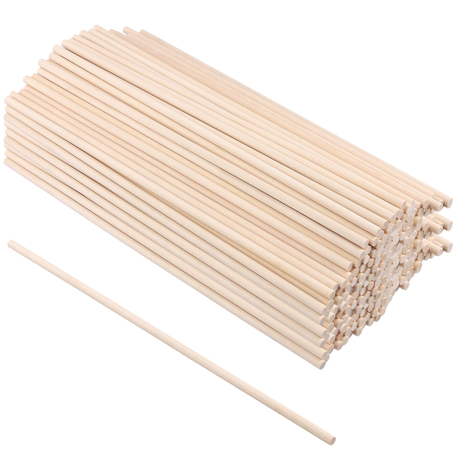 MANCHAP 300PCS 6mm x 30cm Wood Dowel Rods, 12 Inch Round Wooden Sticks for Craft, DIY, Decorative