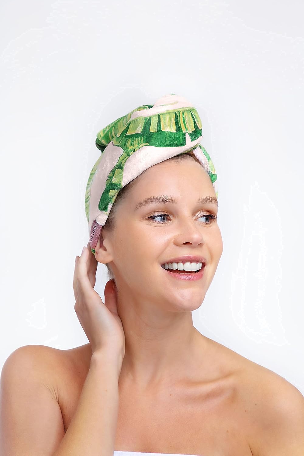 Kitsch Microfiber Spa Headband for Washing Face | Holiday Gift Microfiber Hair Towel for Drying Hair | and Microfiber Scrunchies for Frizz Free | Heatless Hair Drying | Cleanse Bundle (Palm Leaves)