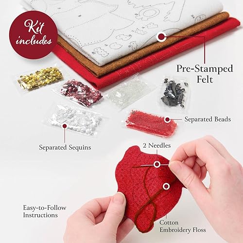 Miniatura 3 de Bucilla, Caballos navideños 89638E - Kit de fabricación de adornos de 6 piezas, perfecto para manualidades y manualidades