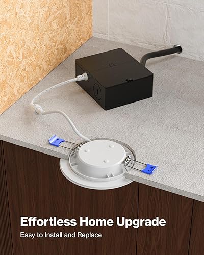 Miniatura 3 de Sunco Lighting Paquete de 48 luces LED empotrables ultrafinas de 4 pulgadas luz diurna de 5000 K regulables 10 W  60 W borde liso oblea sin lata con