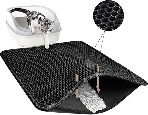 Miniatura 8 de TidyNuts Tapete de arena para gatos para caja de arena de mascotas, tapete impermeable para gatos con diseño de doble capa, suave en las patas,